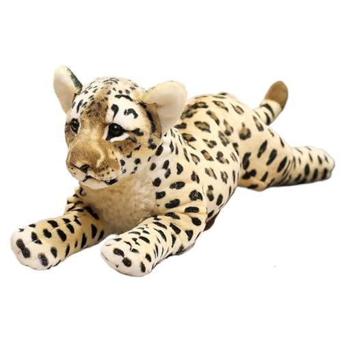 TOPLITHE Simulation Tiger Kuscheltier, Lebensechte Ausgestopfte Wildtiere Leopard Löwe Plüschkissen Geschenke for Kinder Erwachsene Weihnachtszimmerdekoration(Leopard,58CM/22.8IN) von TOPLITHE