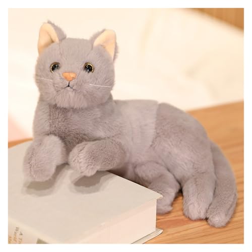 TOPLITHE Simulations Katzen Kuscheltiere, Süßes Katzen Plüsch Weiches Kuscheliges Plüschtier for Kinder Mädchen Geburtstag Zimmer Dekoration(Gray) von TOPLITHE