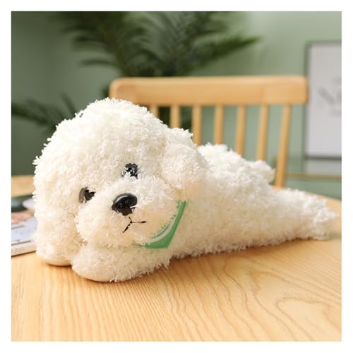 TOPLITHE Teddy Hund Plüsch, Simulationswelpe Kuscheltier Pelziges Kuscheliges Plüschkissen Geschenk for Jungen Und Mädchen Heimdekoration(White,27CM/10IN) von TOPLITHE