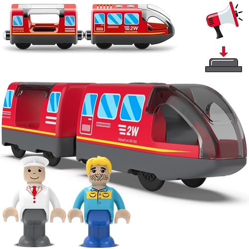 TOPLIVING Batteriebetriebene Action-Lokomotive Zug (Magnetverbindung) – leistungsstarker Motorzug kompatibel mit Thomas, Brio, Chuggington Holzschienen und Zug – Spielzeug für Kleinkinder (Rot) von TOPLIVING