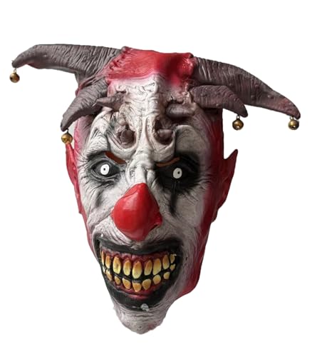 TOPOQ Horned Clown Maske mit Glocken Erwachsene Joker Maske Gruselige Halloween Kostüm Party Masken Dämon Vampir Masken Verkleidung Cosplay Zubehör Requisiten TOPOQ Horned Clown Maske mit Glocken Erwachsene Joker Maske Gruselige Halloween Kostüm Party Masken Dämon Vampir Masken Verkleidung Cosplay Zubehör Requisiten von TOPOQ