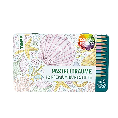 Colorful Moments Designdose mit Buntstiften - Pastellträume: 12 Buntstifte in Pastelltönen mit Metalldose von Frech