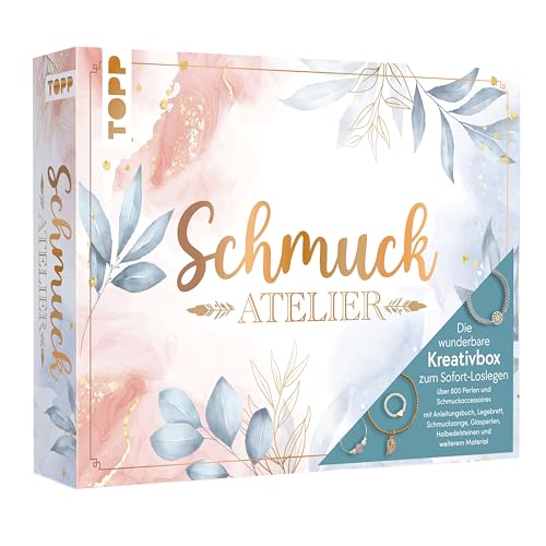 Die wunderbare Kreativbox Schmuckatelier. Anleitungsbuch (32 S.), Flachzange, Biegeringöffner, Perlennadeln, Perlenlegebrett, über 800 Perlen und Schmuckaccessoires von TOPP