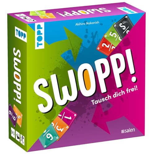 TOPP 18502 SWOPP – Tausch Dich frei Das smarte Kartenspiel, bei dem weniger mehr ist. Geheimtipp aus Japan 3–6 Personen | Ab 8 Jahren | 30 Minuten, Mehrfarbig von TOPP