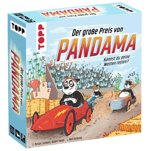 TOPP Der große Preis von Pandama – Kannst du Deine Wetten retten? Bluffen, Taktieren und Manipulieren für den richtigen Platz auf dem Treppchen. 2–6 Personen | Ab 10 Jahren | 40 Minuten von TOPP