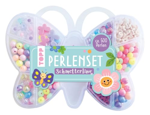 TOPP Perlenset Schmetterling: Über 500 bunte Perlen, Schmetterling- und Blumenperlen, Blumen- und Schmetterlinganhänger von TOPP