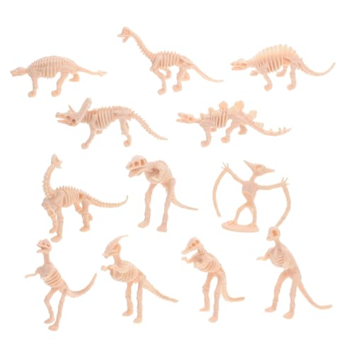 TOPPERFUN 12 Stück Dinosaurier-Skelettmodell dinosaurier puzzle dinosaurier figuren dinosaurier Mini-Dinosaurier aus Kunststoff Dinosaurierskelettmodell kleine Dinos Plastik Beige von TOPPERFUN