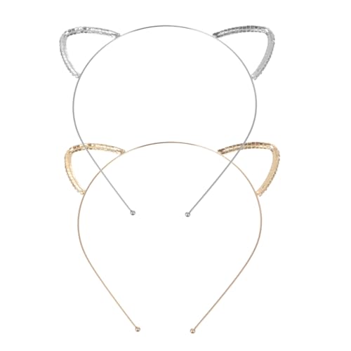 TOPPERFUN 2 Stück Teiliges Metall Katzenohren Haarband Glänzende Katzenohren Stirnbänder in Silber und Gold Dekoratives Kopfband für Party Cosplay und Bühnenauftritte TOPPERFUN 2 Stück Teiliges Metall Katzenohren Haarband Glänzende Katzenohren Stirnbänder in Silber und Gold Dekoratives Kopfband für Party Cosplay und Bühnenauftritte von TOPPERFUN