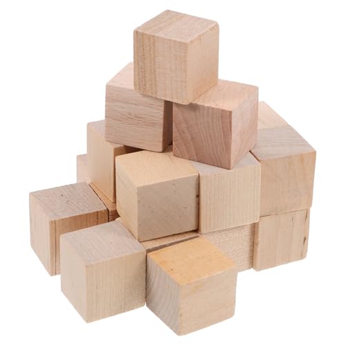 TOPPERFUN 20 Stück Spielzeuge aus Holzklötzen schnitzen bauen Dinge zu malen Leerzeichen Spechte Holzbausteine Holzblöcke Baukasten Holzmaterialien Würfel zählen kleine Blöcke von TOPPERFUN