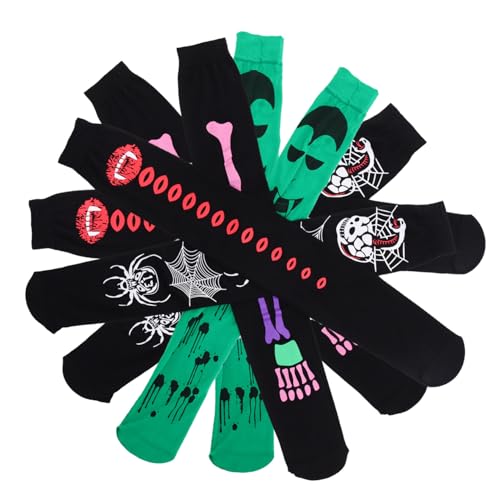 TOPPERFUN 4 Paare Halloween Overknee Strümpfe Damen Cosplay Strümpfe mit Vampir Skelett Motiv Elastische Bedruckte Lang Kniehohe Socken für Party und Festtage TOPPERFUN 4 Paare Halloween Overknee Strümpfe Damen Cosplay Strümpfe mit Vampir Skelett Motiv Elastische Bedruckte Lang Kniehohe Socken für Party und Festtage von TOPPERFUN