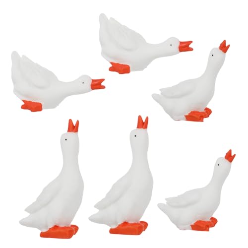 TOPPERFUN Winzige Gans Figur Set Von 6 Harz Miniatur Gänse für Hause Schreibtisch Puppenhaus von TOPPERFUN