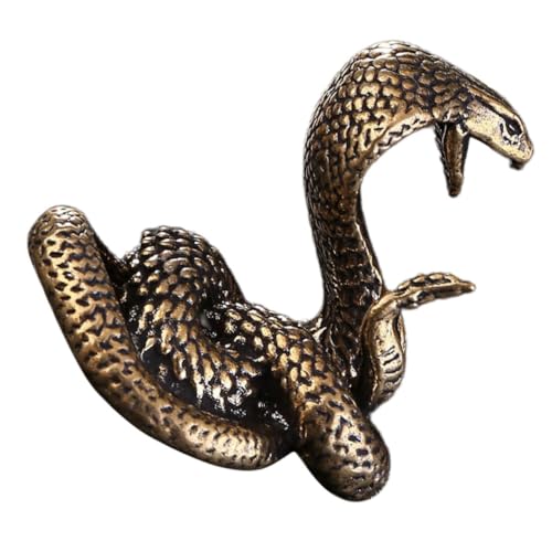 TOPPERFUN Kobra-teetier Aus Messing Ornament Gecko Gartenverzierung Gefälscht Reptil Solide Schlangenfigur Drachen Gnom Zwerge Leopard Realistische Schlange Desktop-schlangenverzierung von TOPPERFUN