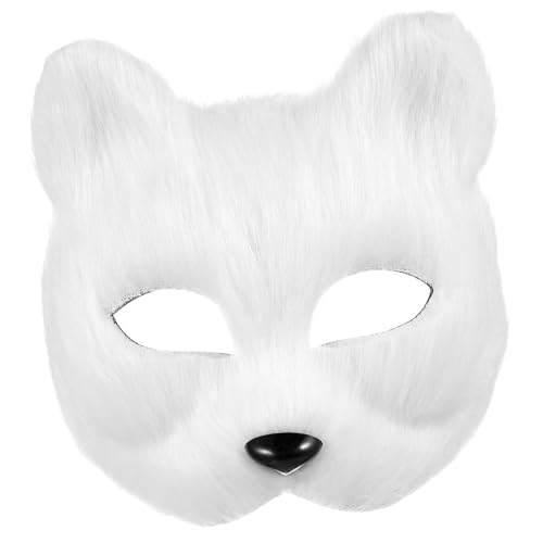 TOPPERFUN Künstliche Fuchs-Maske 15 2 Cm Halloween-Fuchs-Maske Cosplay Leere Maske Halbes Gesicht Tier Pelz Party Weihnachtsfeier Weiß von TOPPERFUN