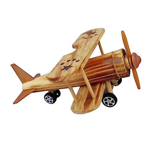 TOPPERFUN Flugspielzeug Vintage Flugzeugmodell, 18cm großes Flugzeugmodell aus Holz, handgefertigtes Segelflugzeugmodell, Doppeldecker Segelflugzeug Dekoration, Schreibtisch Büro Heimdekor von TOPPERFUN