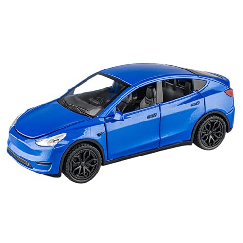 TOPRON Tesla Model Y 1:32 Maßstab Modellauto,Druckguss-Legierung Elektronisches Spielzeug mit Rückziehfunktion, mit Lichtern und Musik, Mini-Fahrzeugspielzeug als Geschenk für Kinder(Blau) von TOPRON