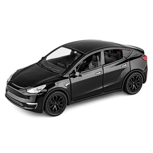 TOPRON Tesla Model Y 1:32 Maßstab Modellauto,Druckguss-Legierung Elektronisches Spielzeug mit Rückziehfunktion, mit Lichtern und Musik, Mini-Fahrzeugspielzeug als Geschenk für Kinder(Schwarz) von TOPRON