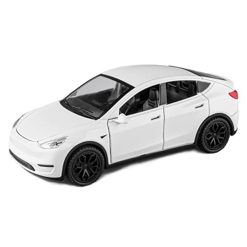 TOPRON Tesla Model Y 1:32 Maßstab Modellauto,Druckguss-Legierung Elektronisches Spielzeug mit Rückziehfunktion, mit Lichtern und Musik, Mini-Fahrzeugspielzeug als Geschenk für Kinder(Weiß) von TOPRON