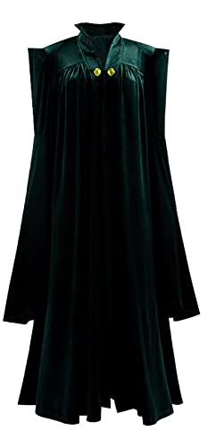 Damen Professor McGonagall Kostüm, Grün, Jumpsuit, Samt, Umhang, Zauberin, Halloween, Hexe, Cosplay, Robe (4XL, Grün) von TOPSUN