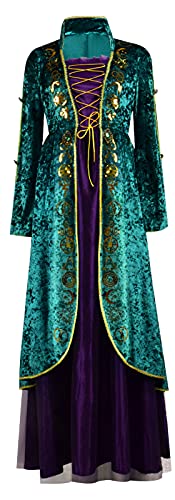 TOPSUN Winifred Sanderson Damen-Kleid, Halloween, Hexe, Cosplay, Kostüm, Übergröße, Robe Kleid, komplettes Set Outfits - - X-Large von TOPSUN