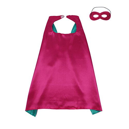 TOPWAYS® Superhelden Kostüm Capes und Masken für Kinder, Masquerade Kostüm für Kinder (Rose Pink-Green) von TOPWAYS