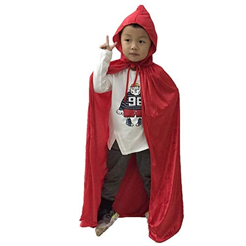 TOPWAYS® Umhang mit Kapuze Lange SAMT Cape Vampir Kostüm Halloween Kinder Unisex, Kostbares Cosplay-Kleid Umhang Alter für 3-7 Jahre (Rot) von TOPWAYS