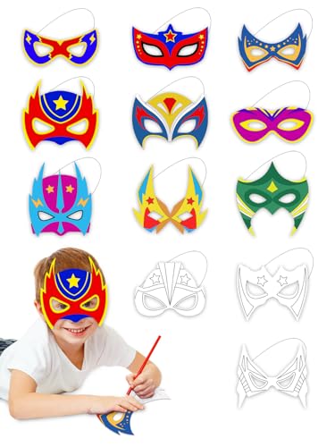 24 Stücke Superhelden Maske zum, Masken Basteln Superhelden Halbmasken Ausmalen Blanko Papiermasken für Mädchen Junge Weihnachten Geburtstage Karneval Maskerade Superhero Cosplay Rollenspiel Party von TOPWAYS