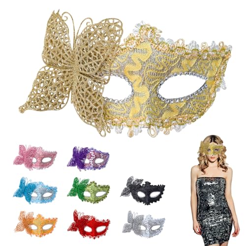 TOPWAYS Venezianische Partymaske, Männer und Frauen Maskerade Masken für Cosplay Karneval Halloween Tanzparty Festival Performance Masken (Gelb) von TOPWAYS