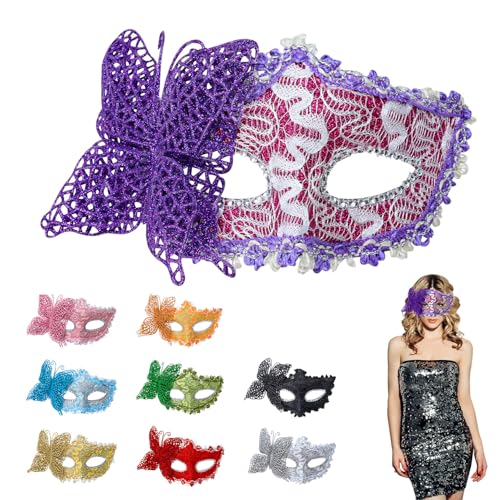 TOPWAYS Venezianische Partymaske, Männer und Frauen Maskerade Masken für Cosplay Karneval Halloween Tanzparty Festival Performance Masken (Lila) von TOPWAYS