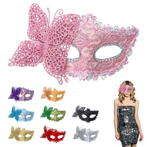 TOPWAYS Venezianische Partymaske, Männer und Frauen Maskerade Masken für Cosplay Karneval Halloween Tanzparty Festival Performance Masken (Rosa) von TOPWAYS