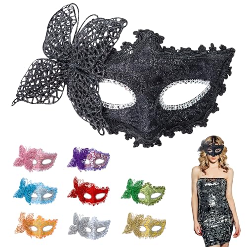 TOPWAYS Venezianische Partymaske, Männer und Frauen Maskerade Masken für Cosplay Karneval Halloween Tanzparty Festival Performance Masken (Schwarz) von TOPWAYS