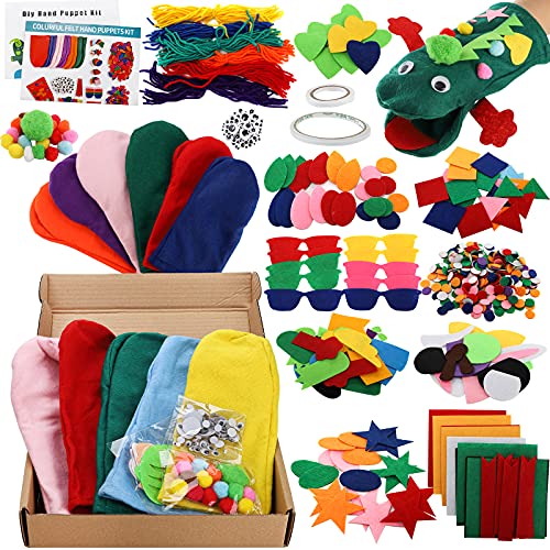 TOPZEA 12 Stück Handpuppen-Bastelset, für Kinder zum Basteln und Kunst, Aupplies, Filzsockenpuppe, kreative Bastelpuppen, Bastelset mit Pompons und Wackelaugen, Rollenspiel, Partyzubehör von TOPZEA