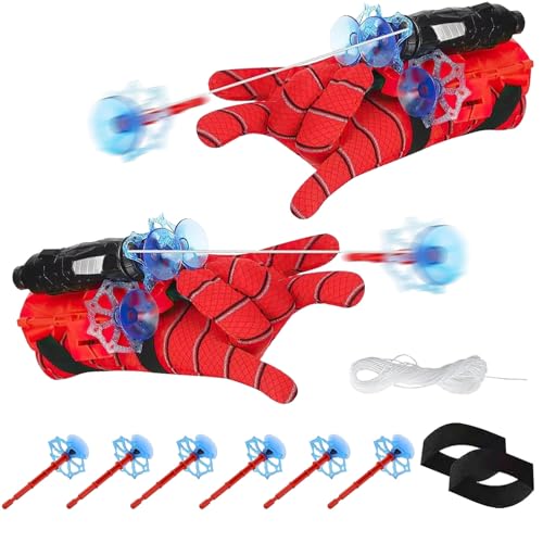 2 Set Spider Launcher Handschuh,Kids Spider Hero Handschuhe,Handgelenk Spielzeug Set, Super Spider Launcher,Lustiges Lernspielzeug Kostüm Requisiten für Kinder von TOPZFL