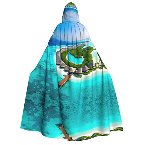 TORONG Hexenumhang mit Kapuze für Erwachsene, Malediven, Landschaft, für Halloween-Kostüme und Cosplay, perfekt für Damen und Herren von TORONG