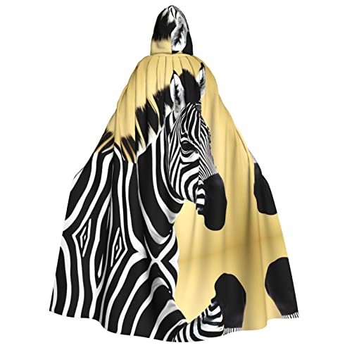 TORONG Hexenumhang mit Kapuze für Erwachsene, Schwarz und Weiß, Zebra, für Halloween-Kostüme und Cosplay, perfekt für Damen und Herren von TORONG