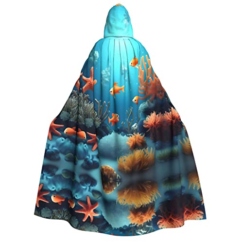 TORONG Korallenfisch-Unterwasser-Hexenumhang mit Kapuze für Erwachsene, für Halloween-Kostüme und Cosplay, perfekt für Damen und Herren von TORONG