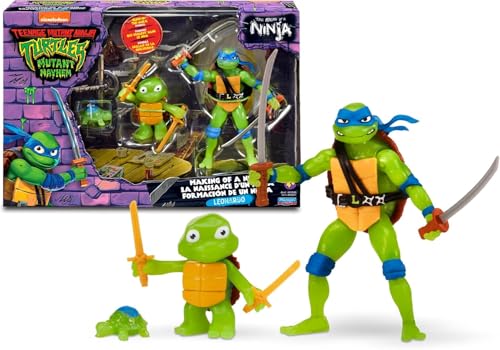 TORTUGAS NINJA - Leonardo Evolutionspaket, inklusive Schildkröte vor Mutation, Basisfigur und verwandeltem Leonardo, OOZE Flüssigkeit, die die Figuren zum Leuchten bringt, für Kinder ab 4 Jahren +, von TORTUGAS NINJA