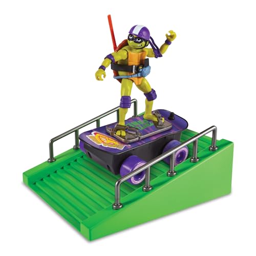 TORTUGAS NINJA Figur auf motorisiertem Skateboard, 10 Tricks für den Roller, Rampe und bewegliche Actionfigur, 12 cm, aus dem Film Chaos Mutante, Jungen und Mädchen + 4 Jahre von TORTUGAS NINJA