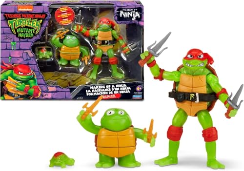 TORTUGAS NINJA Raphael Evolutionspaket, inklusive Schildkröte vor Mutation, Basisfigur und verwandeltem Raphael, OOZE-Flüssigkeit, die die Figuren zum Leuchten bringt, für Kinder ab 4 Jahren +, von TORTUGAS NINJA