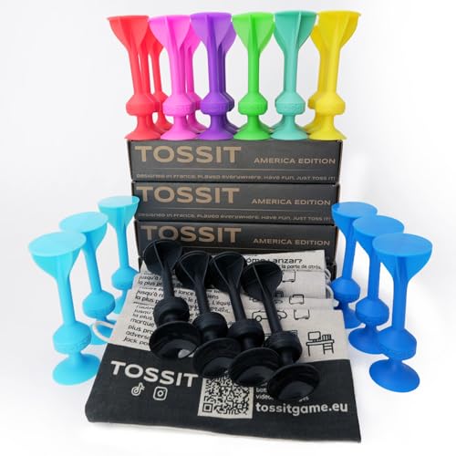 TOSSIT Spiel Dartpfeil Silikon-Saugnapf, Boccia innen außen, starker und langlebiger Saugnapf, x4 Sets, 8 Farben - Quad Pack von TOSSIT