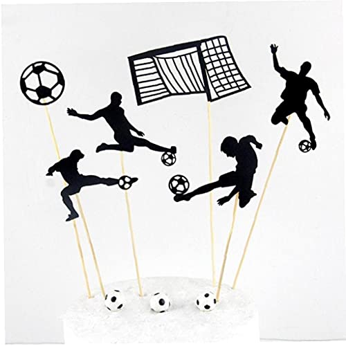 6 Stücke Kuchen Topper Fußball Figuren Papier Cupcake Topper Dekorative Kucheneinsätze Picks Für Geburtstag Hochzeit Party Favors von TOSSPER