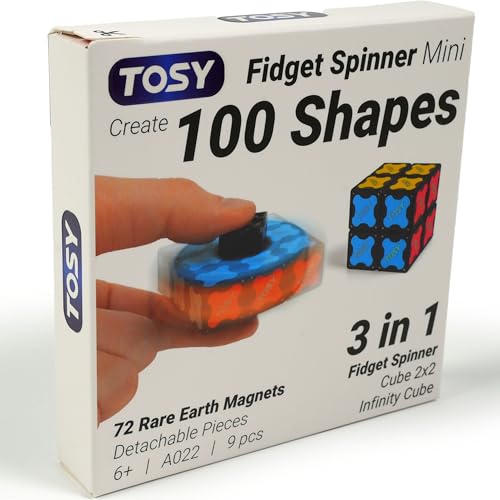 TOSY Magnet Fidget Spinner Mini – 3-in-1-Spielzeug: Verwandelbarer Fidget Spinner mit 72 Magneten, Unendlichkeitswürfel, 2x2 Puzzle-Würfel, Oster-Geburtstagsgeschenk für Erwachsene und Kinder von TOSY