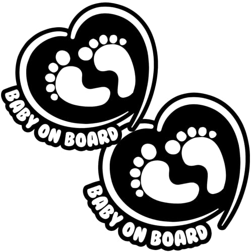 TOTOMO Baby an Bord Aufkleber - (2er-Set) lustiges süßes cooles Sicherheitshinweis-Schild für Autoscheiben und Stoßstangen - Footprint in Heart ALI-039 von TOTOMO