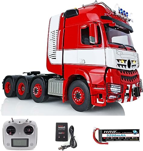 TOUCAN RC HOBBY 1/14 Lesu RC Traktor LKW für 3363 Fernbedienung Auto Metall Chassis, Weiß/Rot, (LS-20130010B-C-HH201911) von TOUCAN RC HOBBY