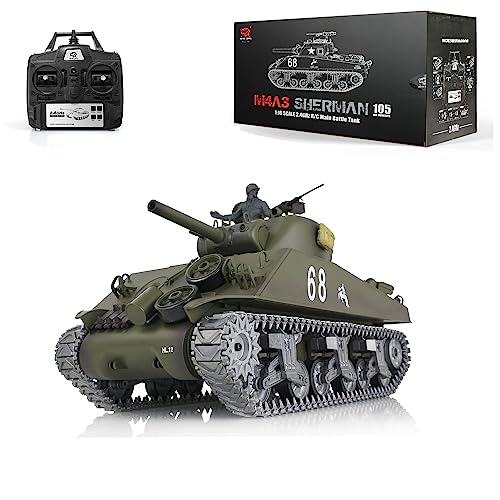 Toucan RC Hobby Henglong 1/16 Customized 7.0 M4A3 Sherman RC Panzer 3898 360° Turm Metallschienen von TOUCAN RC HOBBY