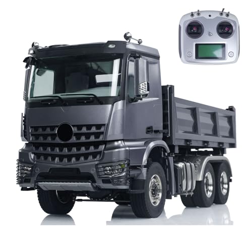 TOUCAN RC HOBBY 1/14 Hydraulik RC Kipper-LKW 6X6 Metall Funkferngesteuertes Kipper-Auto 3-Gang-Getriebe Licht Sound I6S Fernbedienung von TOUCAN RC HOBBY