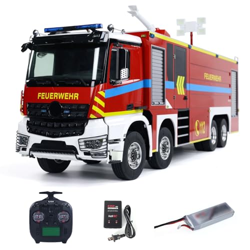 TOUCAN RC HOBBY 1/14 RC Fire Fighting Truck 8x4 RTR Elektro Feuerwehrauto Licht Sound Metall Chassis von TOUCAN RC HOBBY