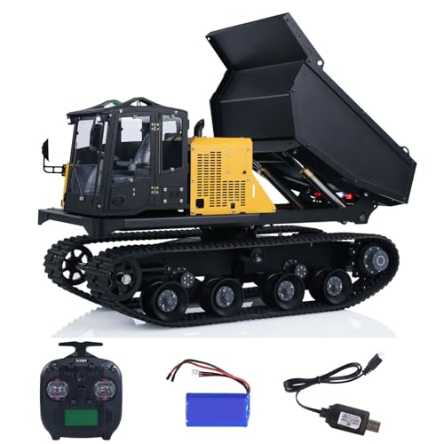 TOUCAN RC HOBBY 1/14 RC Hydraulischer Raupen Dumper T14R Metall Ketten Kipper RTR Baumaschine Flysky ST8 Radio Licht Sound Batterie von TOUCAN RC HOBBY