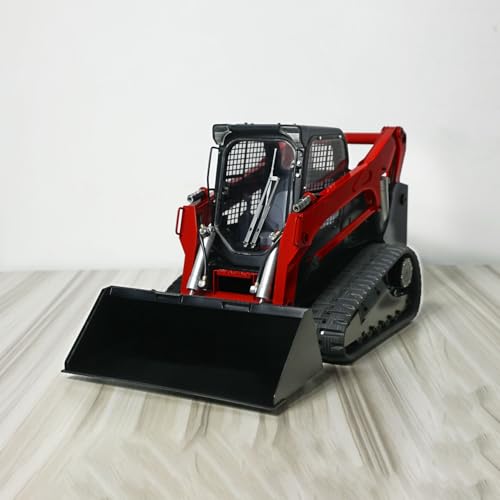 TOUCAN RC HOBBY 1/14 RC Hydraulischer Raupenlader SM770 RC Skid-Steer Lader Modell Licht Ton I6S Fernsteuerung Rot Schwarz von TOUCAN RC HOBBY