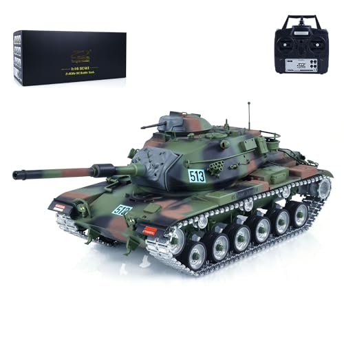 TOUCAN RC HOBBY 1/16 RC Panzer M60A3 Ferngesteuerte Kampfpanzer Tarnfarbe Grün Metallräder Ketten von TOUCAN RC HOBBY