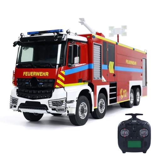 TOUCAN RC HOBBY 8X4 RC Feuerwehrwagen 1/14 Metall Chassis Funksteuerung Feuerwehrauto Licht Sound von TOUCAN RC HOBBY